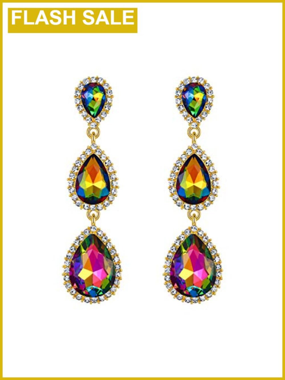 Crystal Teardrop Chandelier Dangle Earrings 2.5 Inch Long Formal